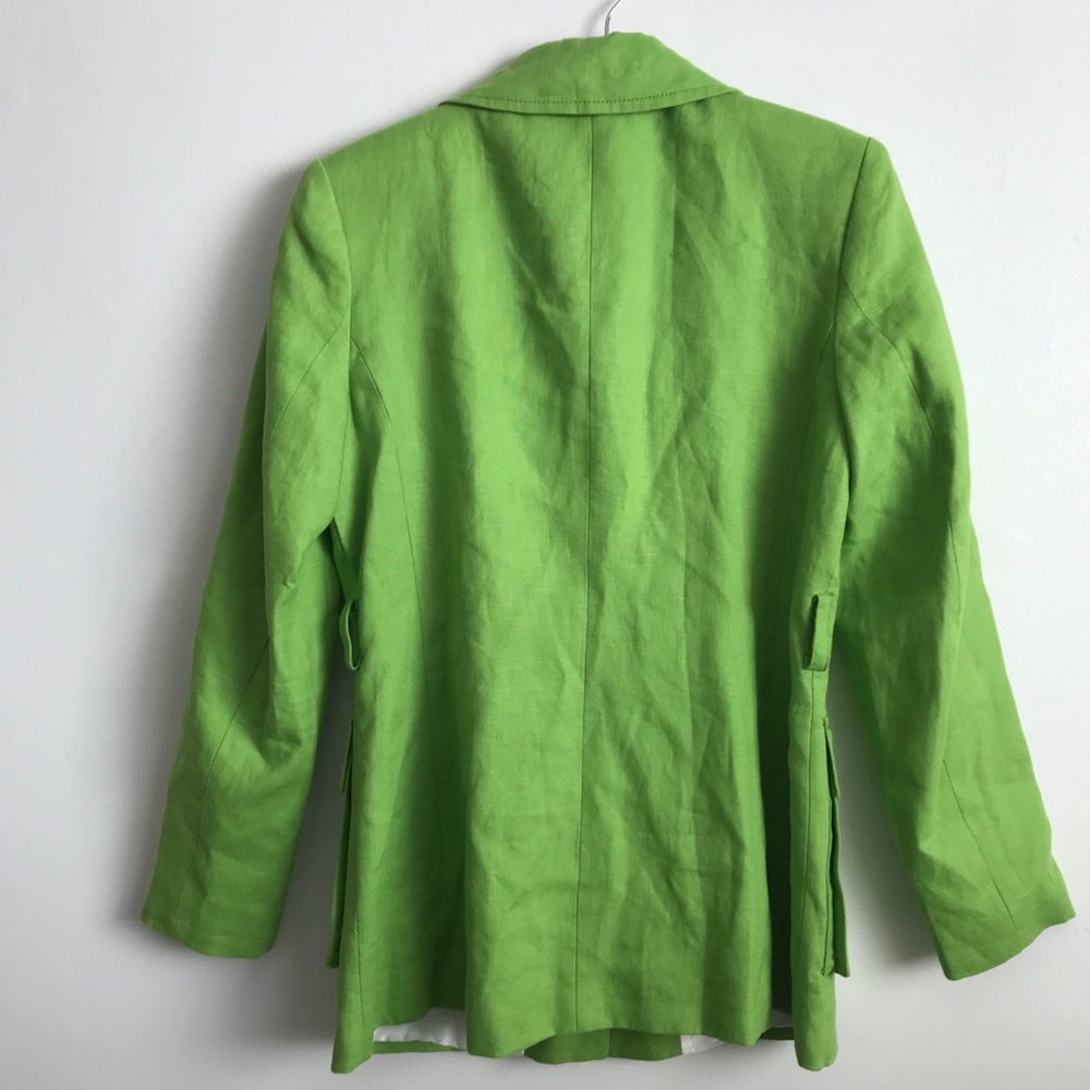 ZARA 100% LINEN SAFARI BLAZER JACKET LIME GREEN BUTTON WOMEMS SMALL - Picture 7 of 10
